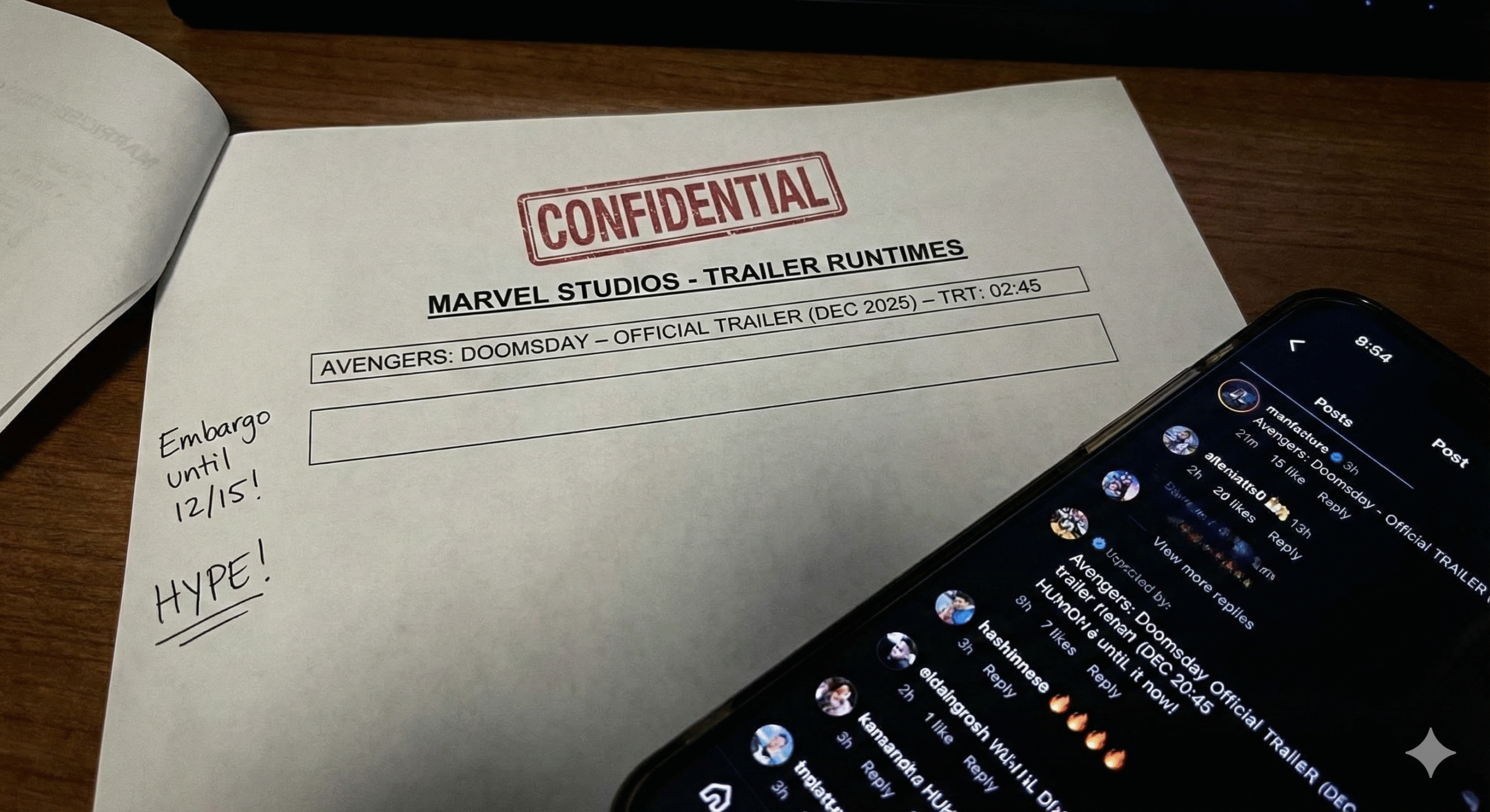 A leaked document or screenshot revealing the runtime for the highly anticipated Avengers Doomsday trailer, igniting fan excitement.