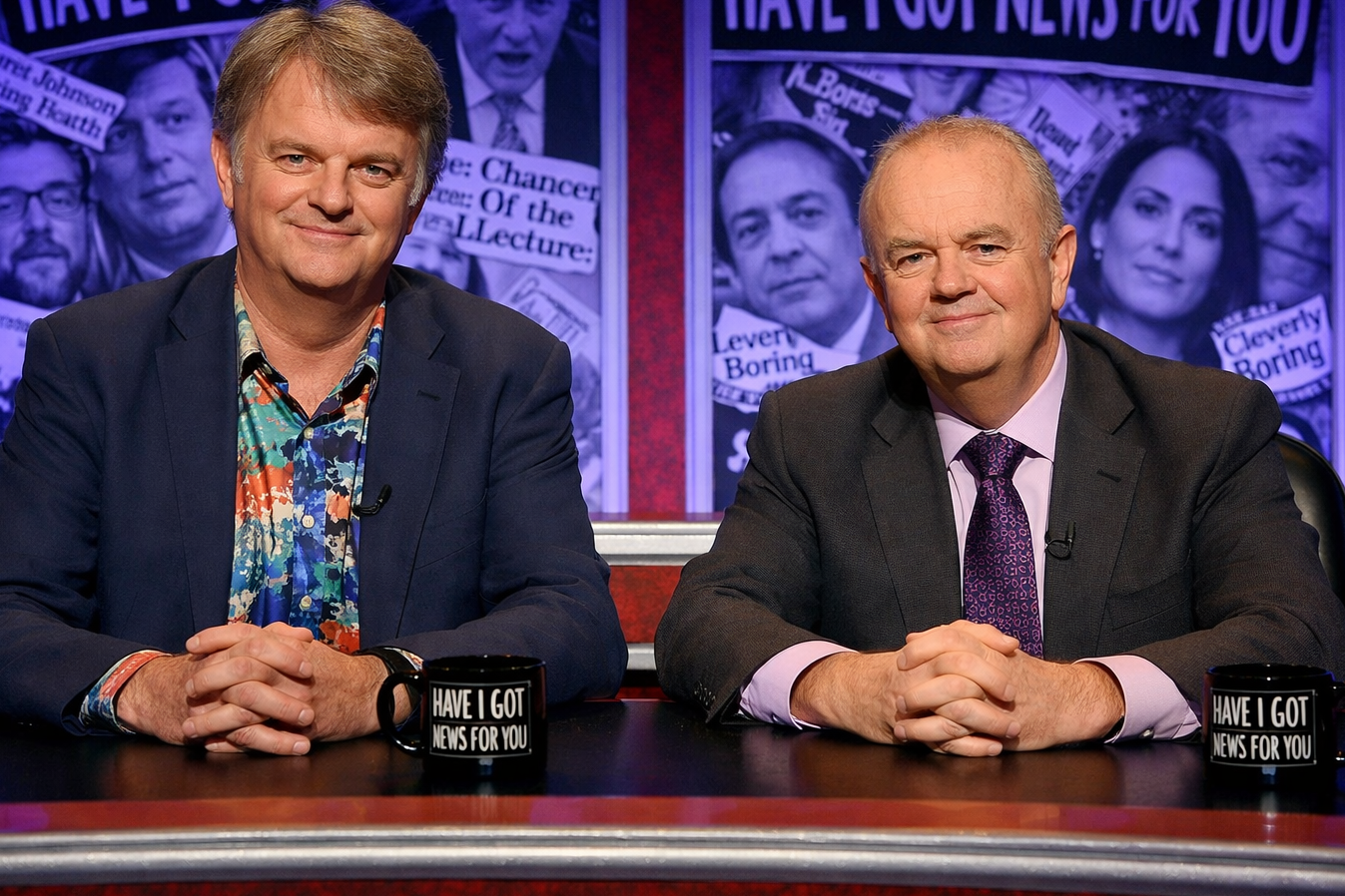 generated Image of the "Have I Got News For You" set, featuring Paul Merton and Ian Hislop